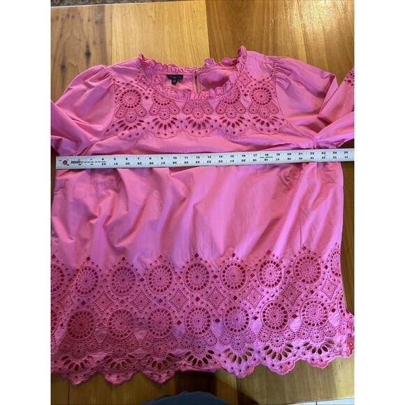 Talbots Woman’s Tunic Top. 2XL. Lined. Cotton. Pink. Lace. Ruffle - Picture 5 of 10
